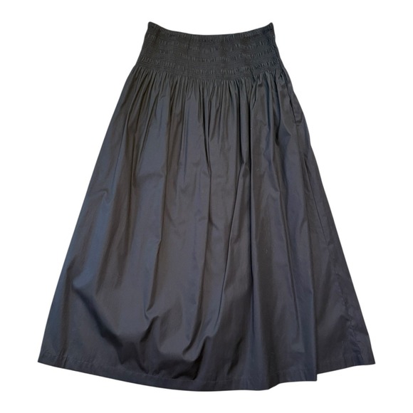 Madewell Black Smocked Waist Maxi Skirt Cotton Flowy Casual Size Medium NWT - Picture 3 of 8